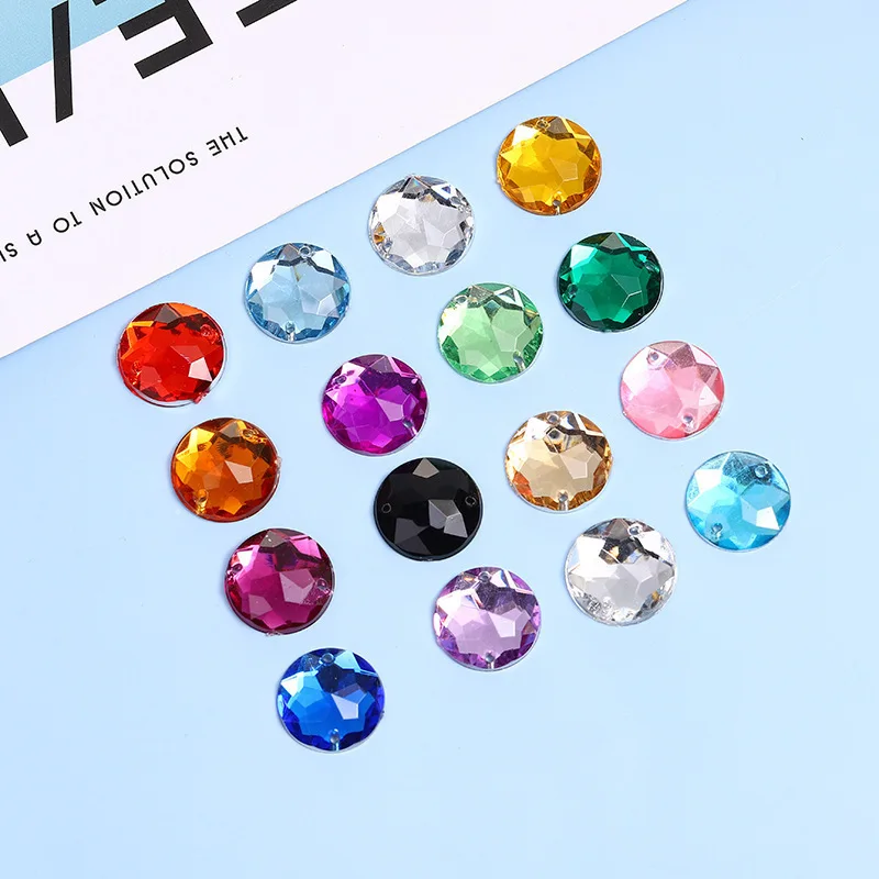 Flatback Acrylic Rhinestone round Sewing Gems 8-20mm Sew-on Beads for DIY Crafts
