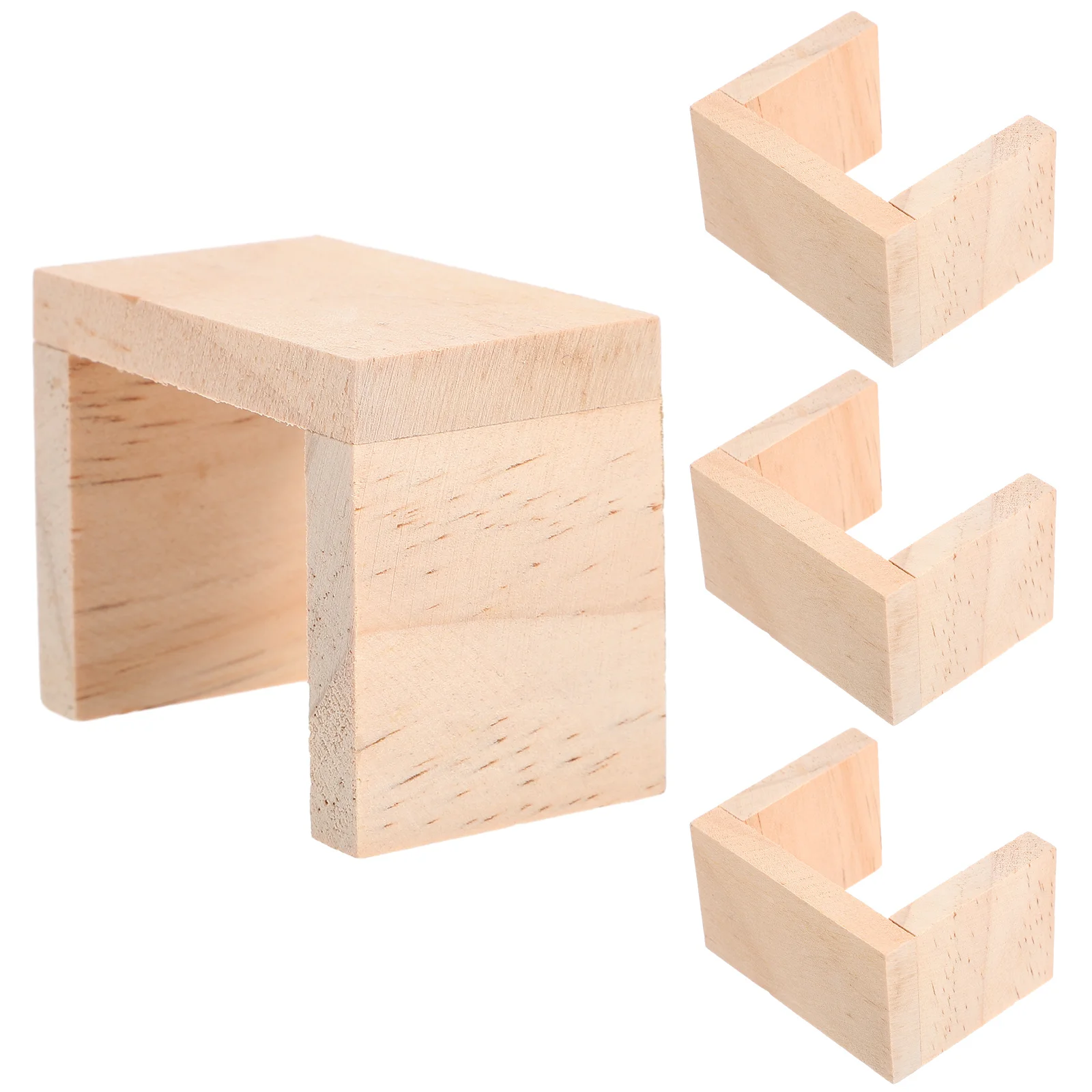 4 Pcs Dollhouse Stool Mini Furniture Miniature Chair for Tables Wooden Accessories Toy