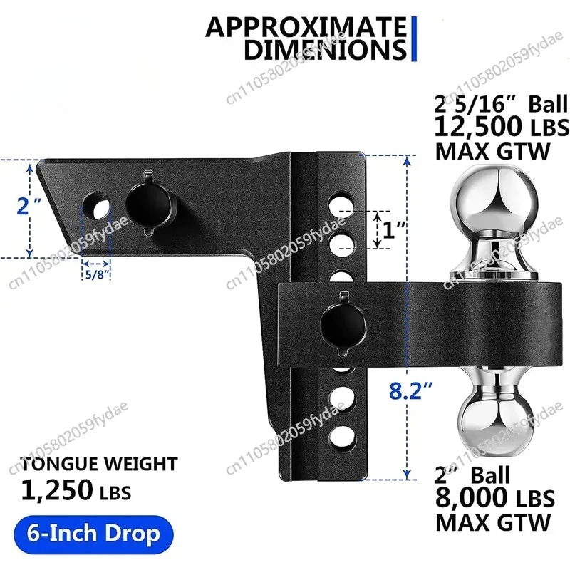 New Supply Strong Tensile Force Adjustable Aluminum Alloy Trailer Arm 6 Inches with Latch Lock Double-ended Trailer