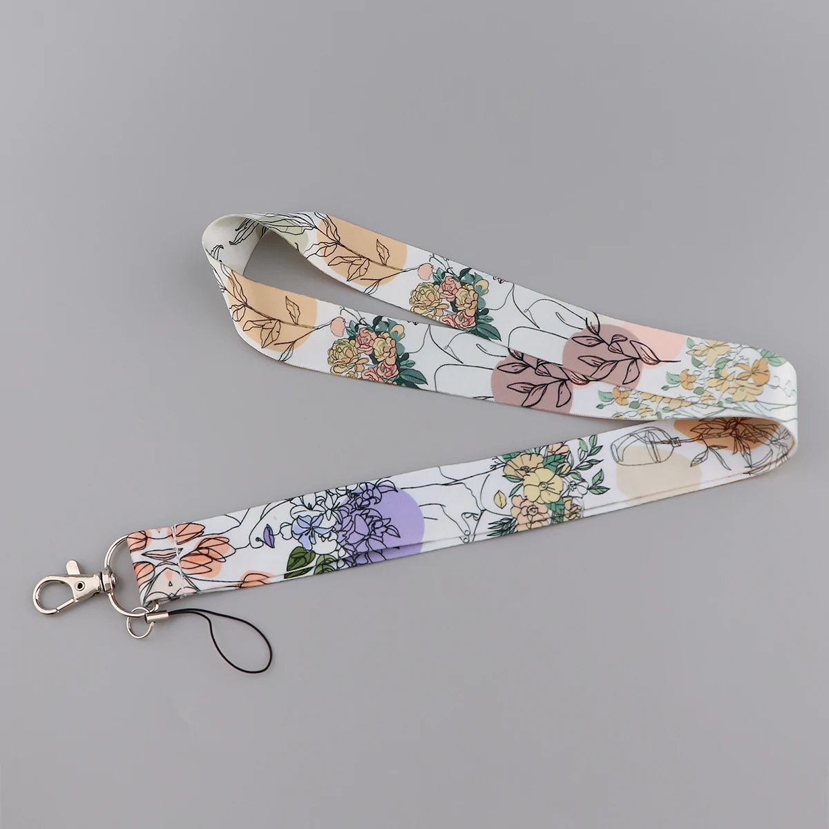 R2968 Minimalist Flower Art Fashion Lanyards ID Badge Holder Bus Pass Case Cover Slip Bank Credit Card Holder Strap Cardholder