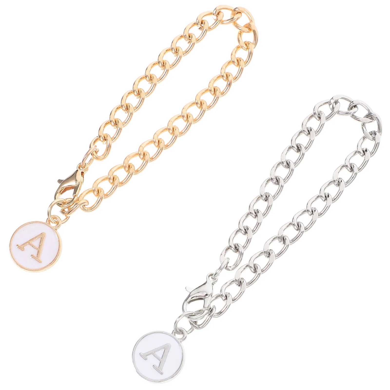 2 pezzi con ciondolo a forma di lettera, catena con manico per tazza, durevole, in acciaio inossidabile, accessori decorativi, ciondoli per tazza