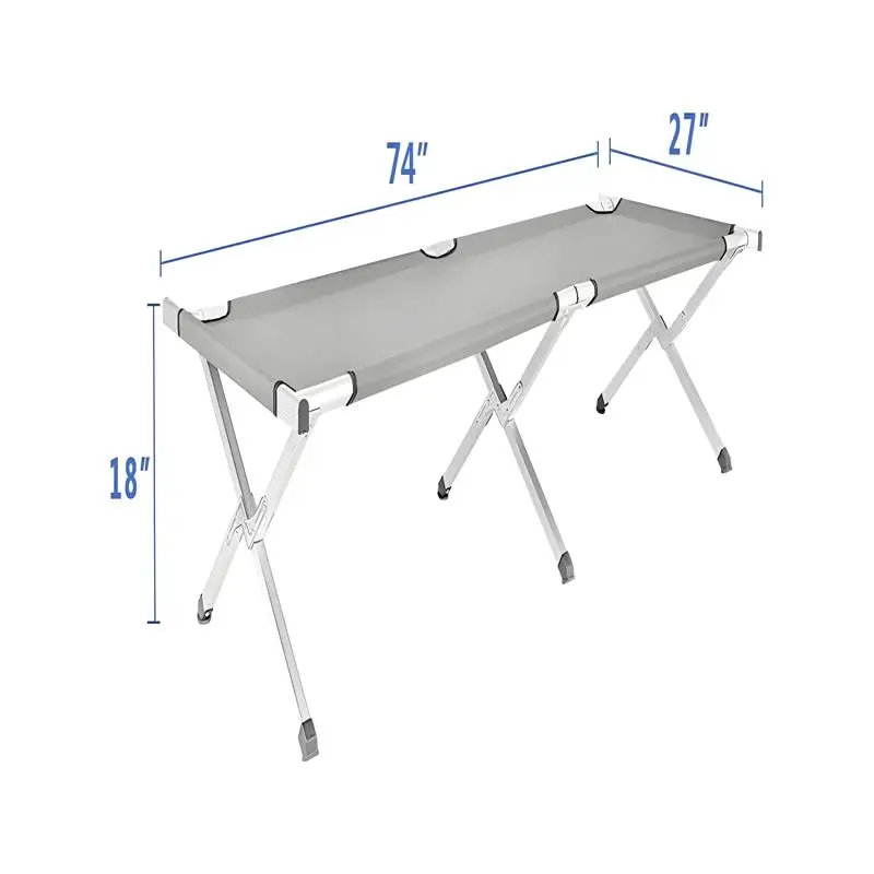 سرير تخييم محمول قابل للطي مع حقيبة حمل، لون أخضر عسكري، سهل الحمل والإعداد، مثالي لحلول النوم في الهواء الطلق