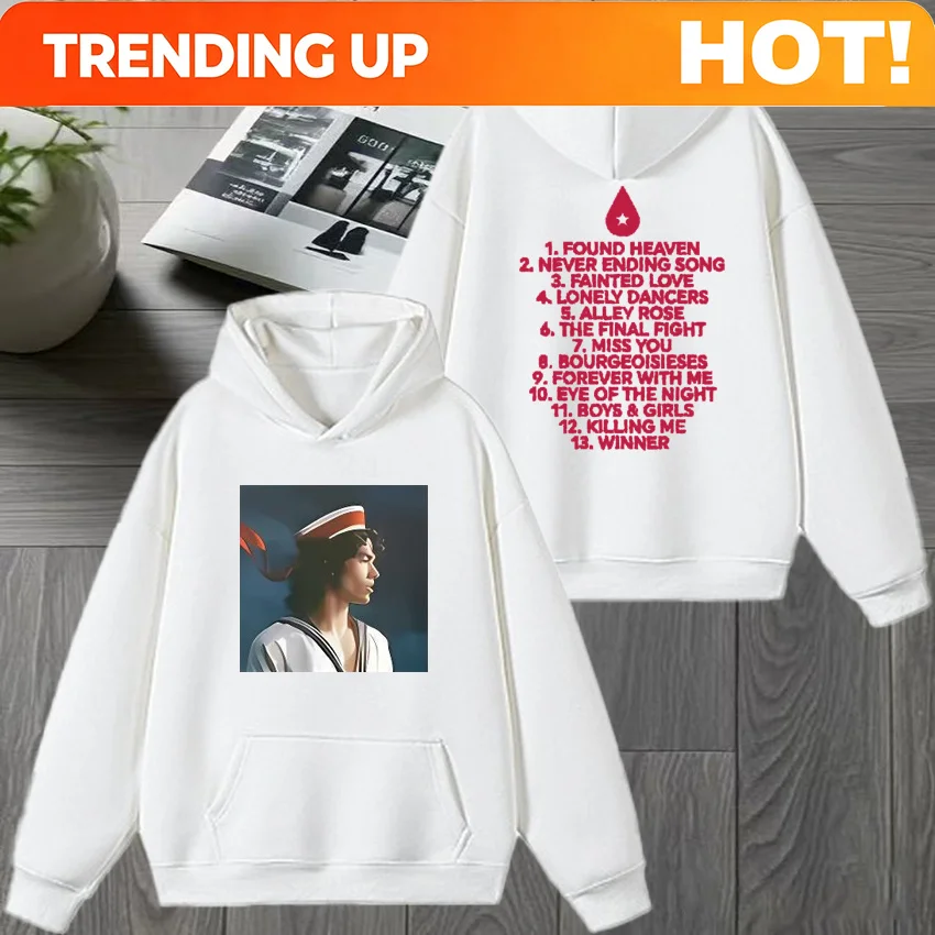 Sudadera Negra con Estampado de Doble Cara de Conan Gray World Tour 2025, Sudadera con Capucha Vintage para Hombre y Mujer, Sudadera Unisex de Forro Polar para Invierno