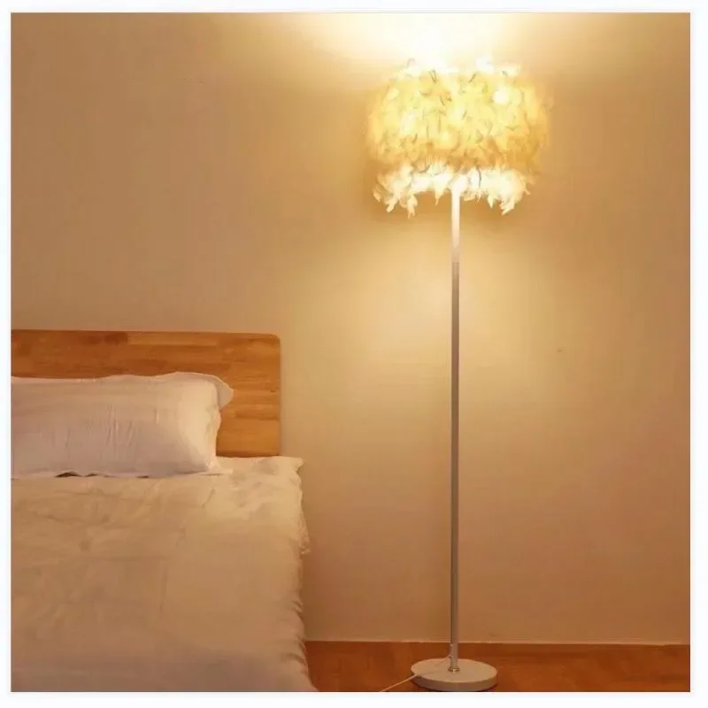 Imagem -05 - Remote Control Feather Led Floor Lamps para Sala de Estar Quarto ao Lado Lâmpadas Sofá Side Standing Lights Decoração para Casa E27