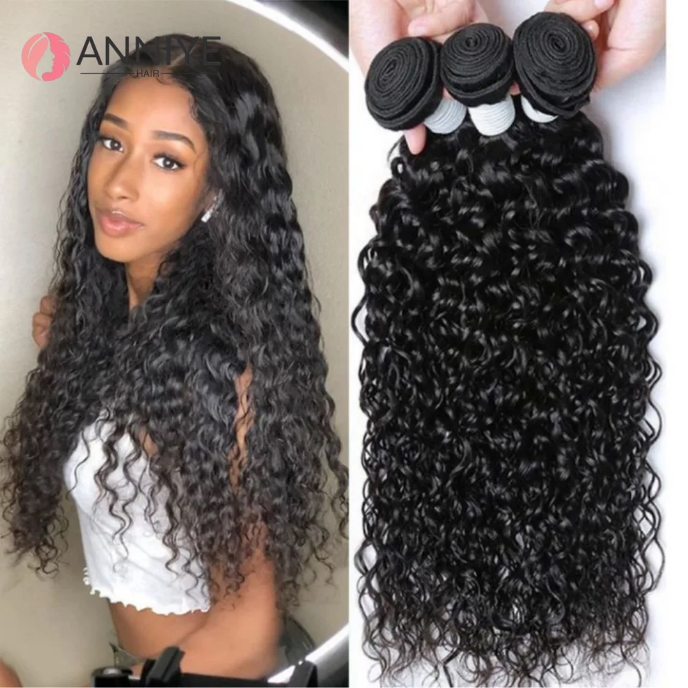 

Water Wave 10-30 Inch Raw Virgin 100% Human Hair Water Wave Extensions 1/3/4 Bundles For Women Wholesale Remy Long Hair ANNIYE