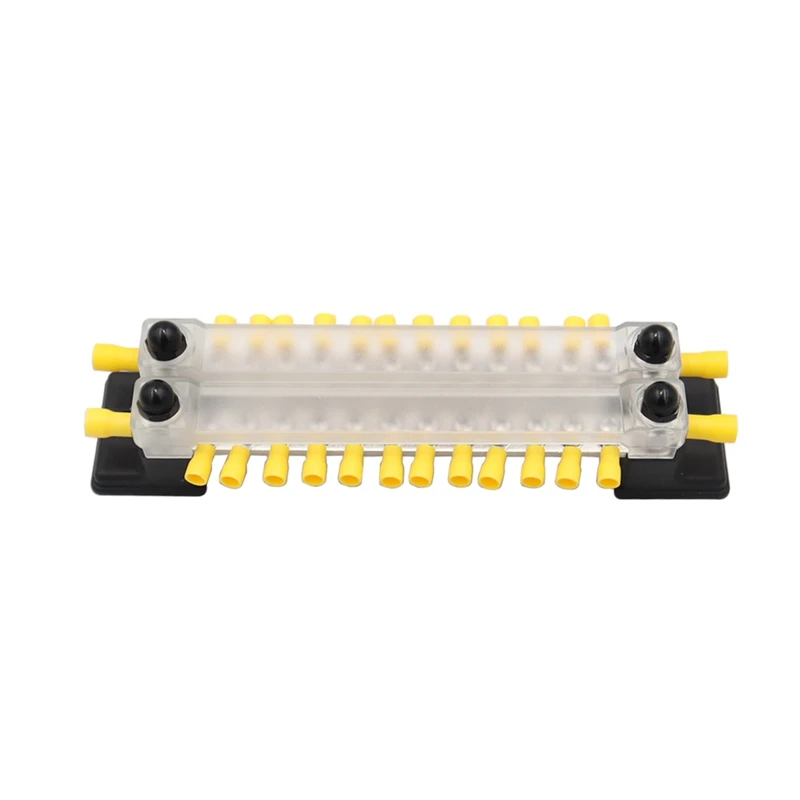 Bus Line High Current Double Row Busbar With Transparent Cover 150A 12-Way Black