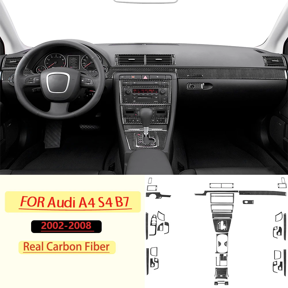 Real Soft Carbon Fiber For Audi A4 S4 B7 2002-2008 Car Complete set Trim Customizable Car Sticker Interior Accessories