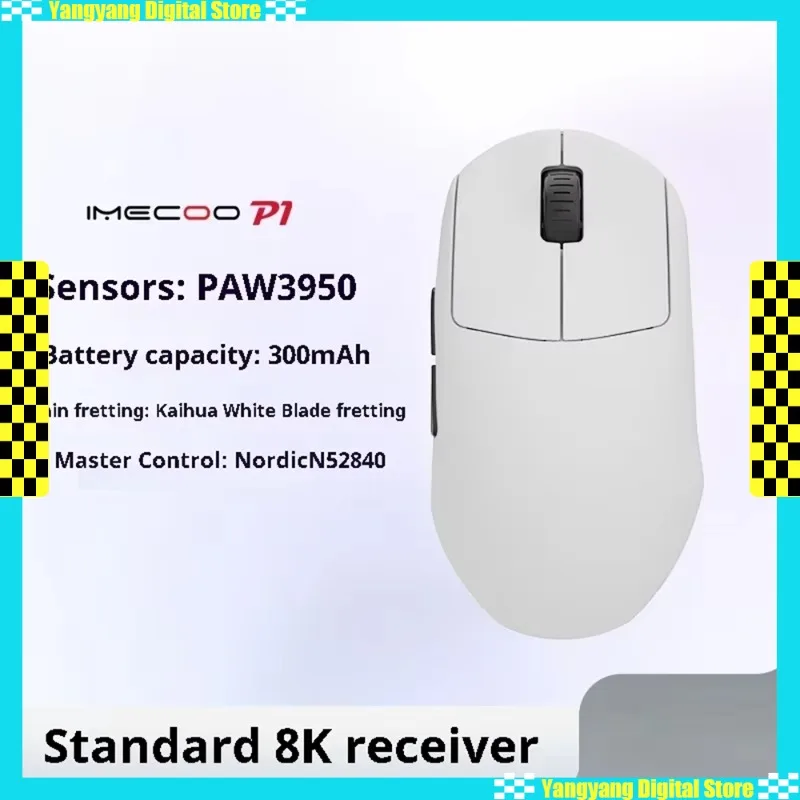 

IMECOO P1 Gaming Mouse Wireless Dual-model PAW3950 30000dpi 2.4G 8KHz 53g Lightweight E-sports Gaming Mouse PC Custom Accessory