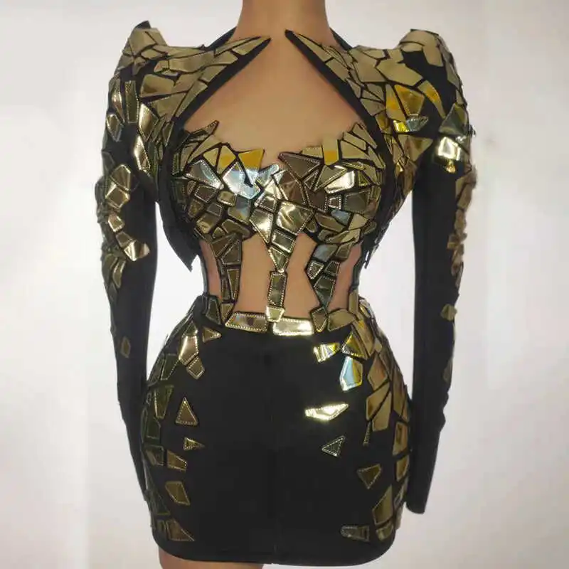 

Сексуальный светоотражающий костюм с глубоким v-образным вырезом и блестками, джанет с подставкой на талии, модный прогулочный костюм для женщин, особые случаи