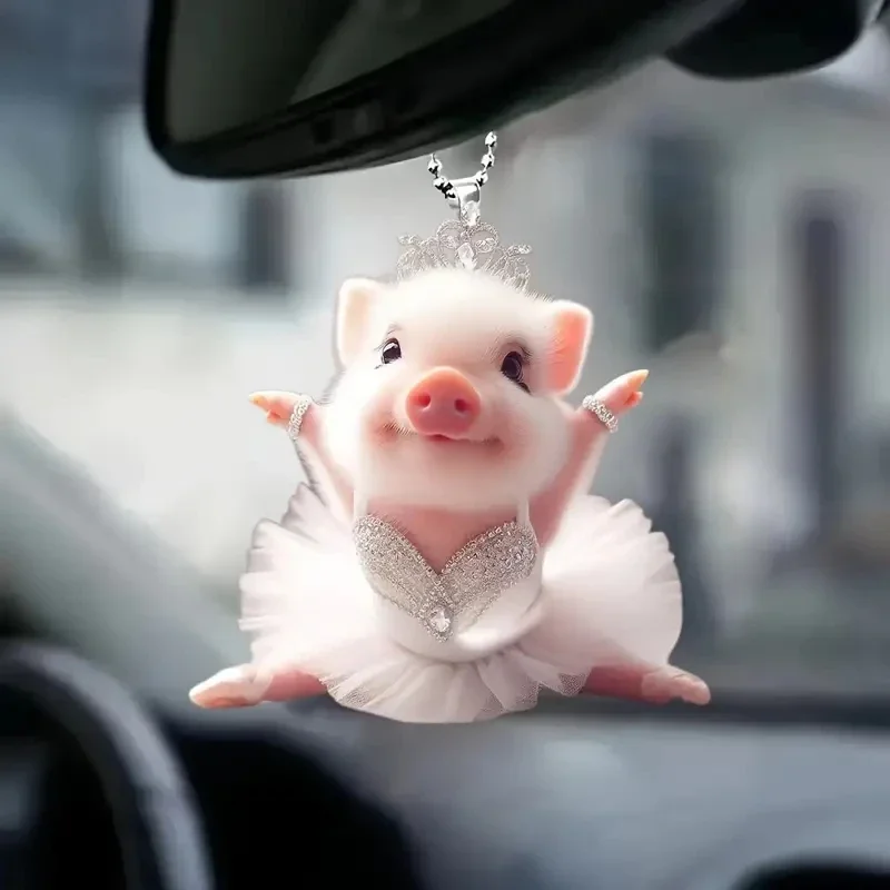 1pc Explosion of Cute Piggy Car Interior Acrylic Charm Pendant Key Charm Cute Keychain Cute Car Accessories Car Decoration