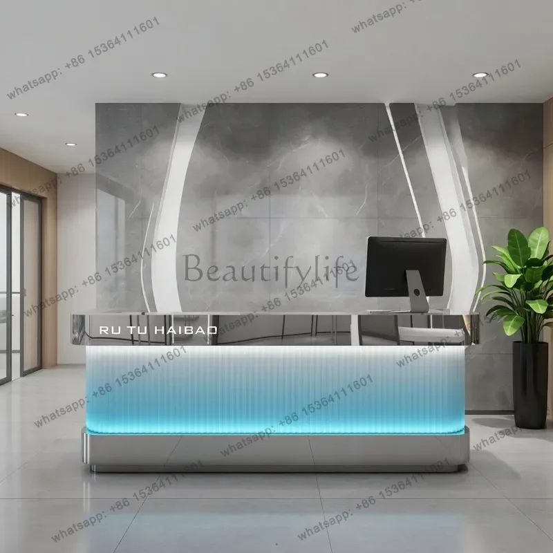 LSItalian Minimalist Cashier Counter Nordic Clothing Store Stainless Steel Dance Studio Bar Commercial Furniture Podium Stand FY