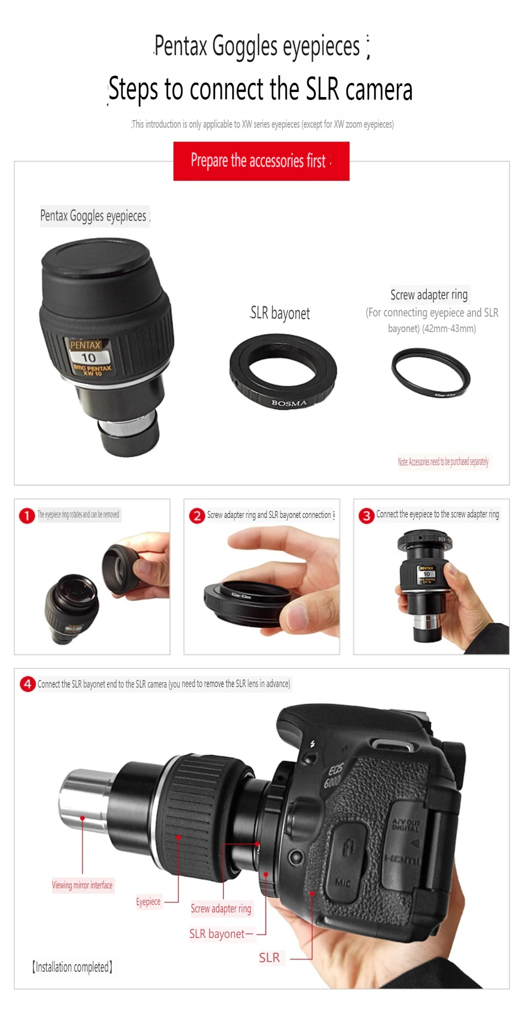 Pentax Variable Magnification Eyepiece 1.25-Inch Bird Watching Telescope High-Definition Astronomical Target Viewing Telescope