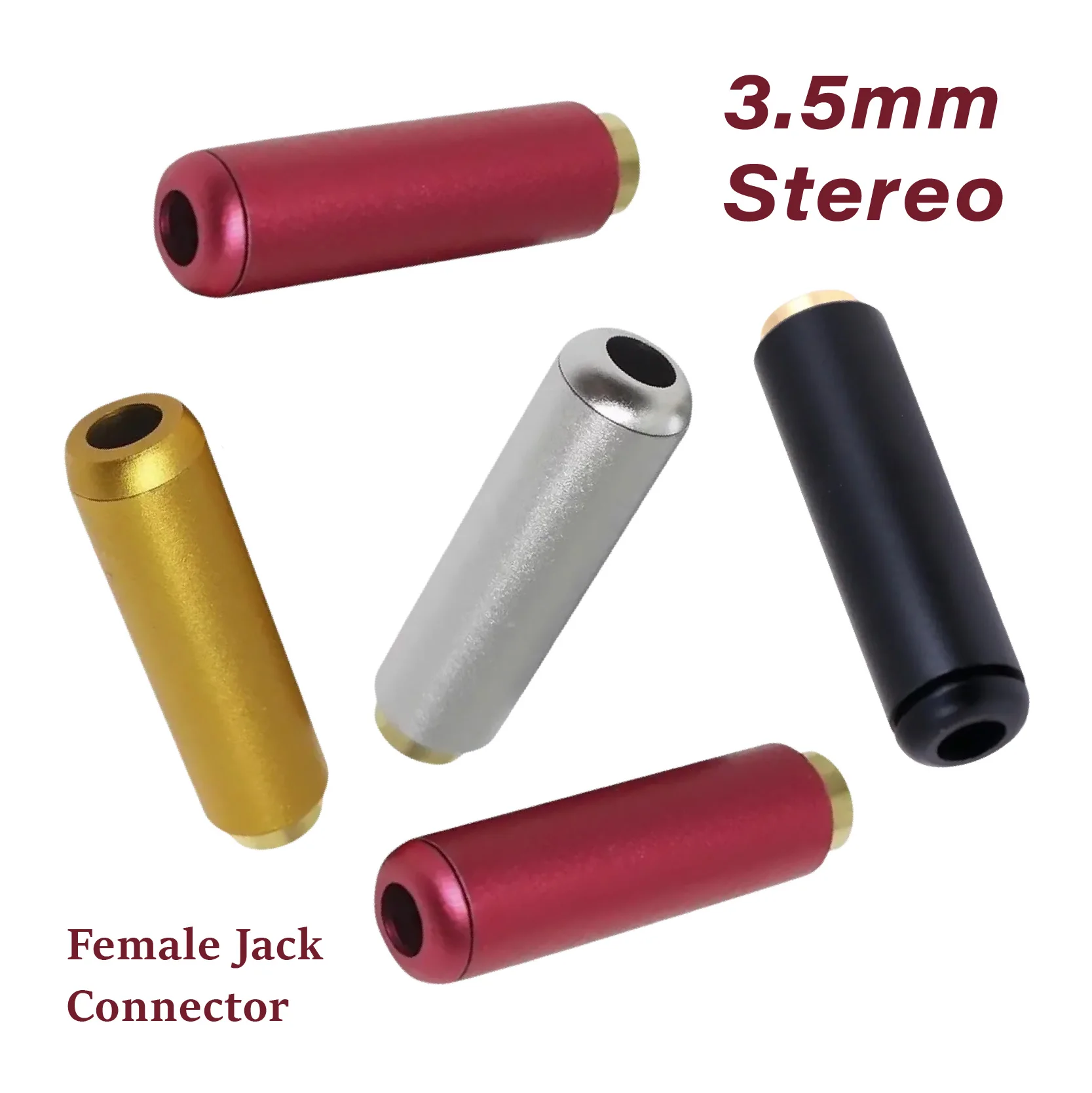 

DIY 3.5mm Audio Female Jack 4Poles Stereo Socket Gold Plated Wire Connector Red Black Gold Silvery