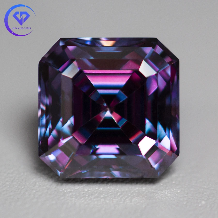 Royal Purple Asscher Cut 1.0-5.0ct Moissanite Stone with GRA Certificate VVS1 Pass Diamond Tester for Moissanite Jewelry Making