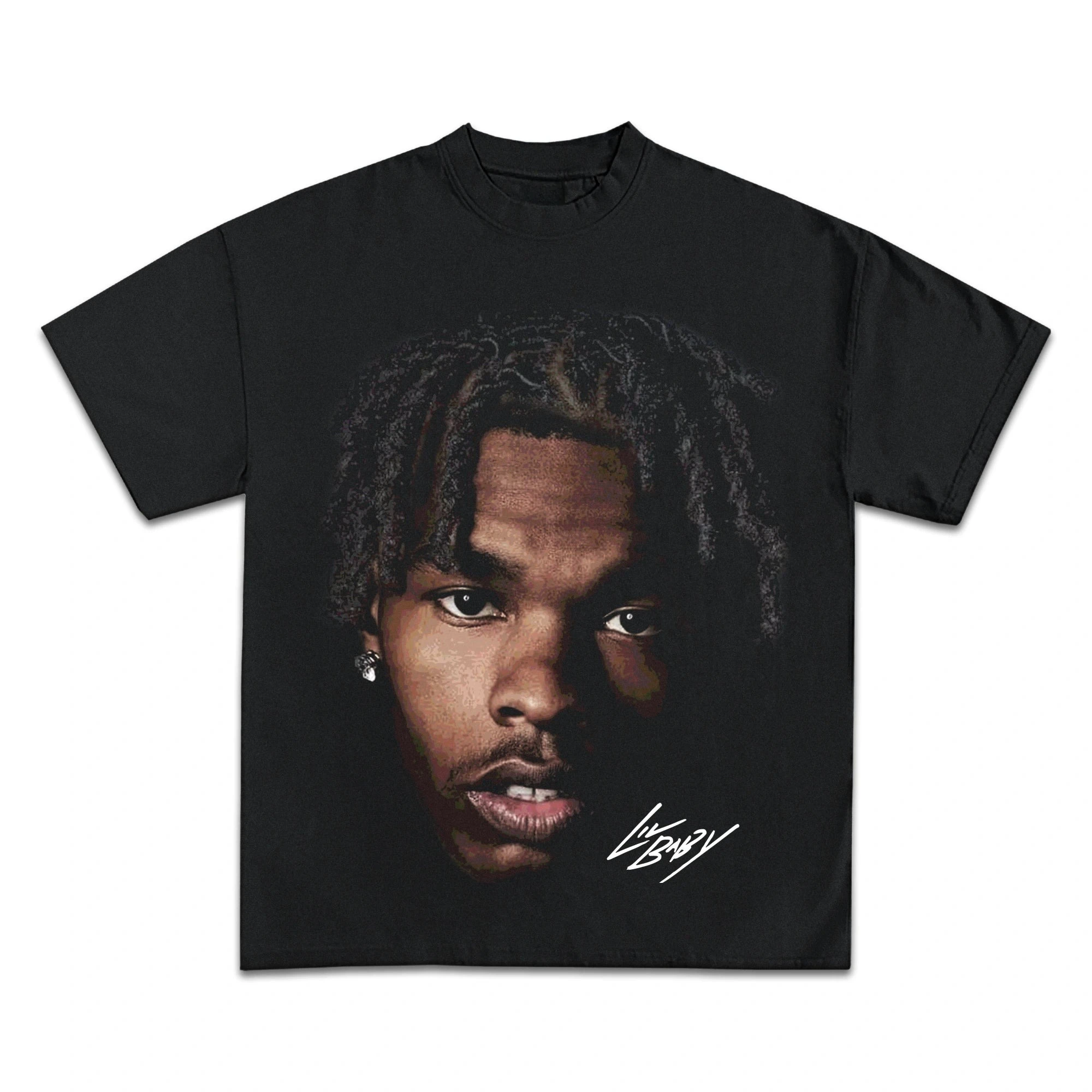 Camiseta Lil Baby Retro Hip Hop Rap Streetwear com Estampa Gráfica em Algodão Oversized de Manga Curta para Homens e Mulheres