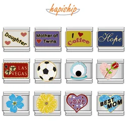 Hapiship-Charme de voyage en acier inoxydable pour filles, lien italien, convient à un bracelet de 9mm, bijoux de bricolage, famille, manucure, mode 2024, DJ770