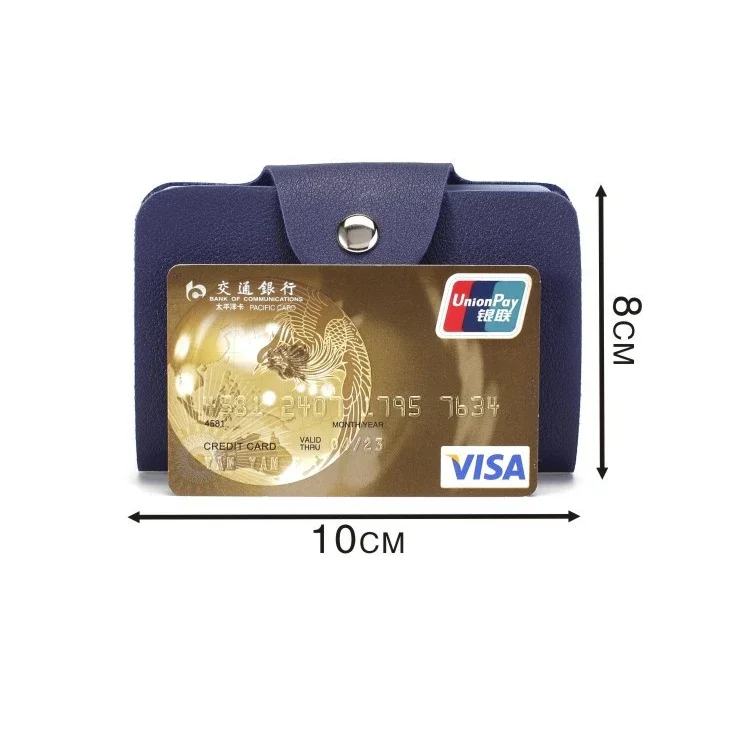 Business Card Holder Anti-theft ID Credit Card Holder Fashion Women's 24 Cards Slim PU Leather Pocket Case Coin Purse Wallet