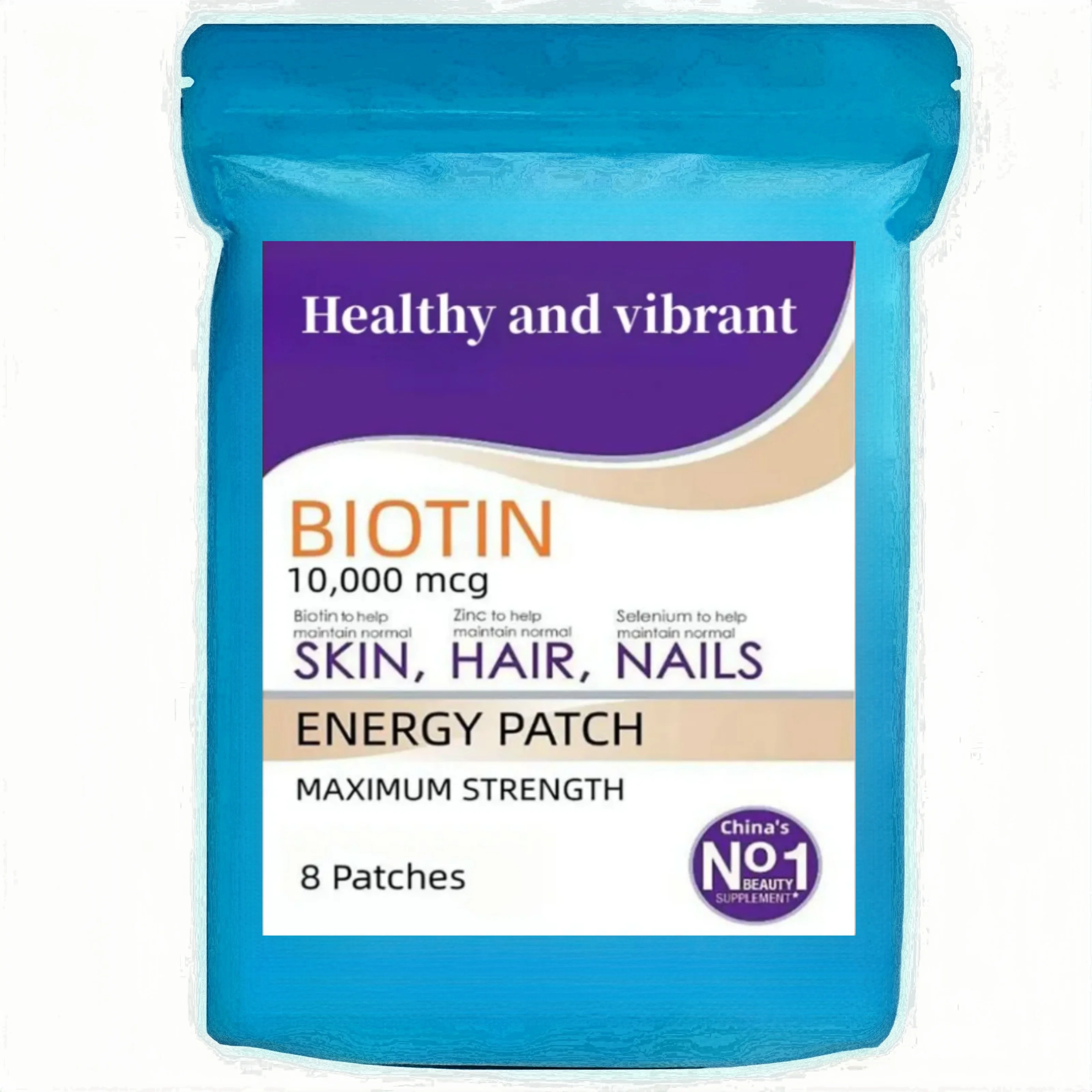 Biotin 10000mcg Patches 8 Week Supply - Max Strength ||| Hair, Skin, And Nails Supplement ||| Non-gmo