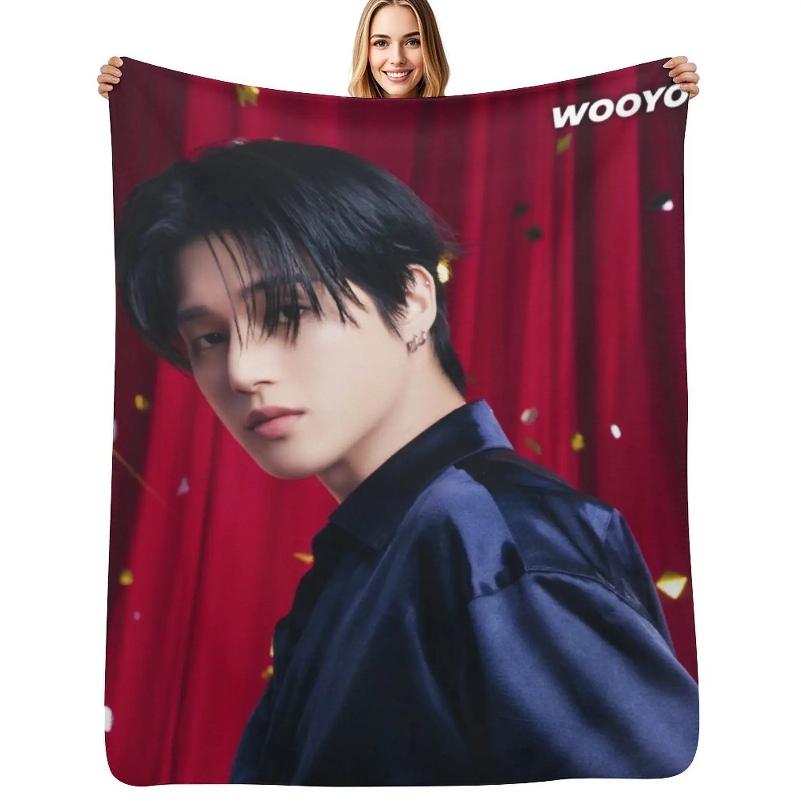

WOOYOUNG Birthday ATEEZ KPOP Throw Blanket Designers Kid'S Furry Cute Blankets