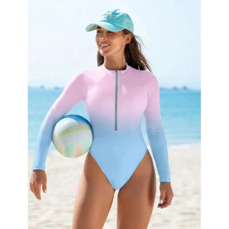 Beach adient Color Long Sve Dr f Zipper Sle 26382 Casual Sportswear Set for Men Autumn Season Seven Sve Length