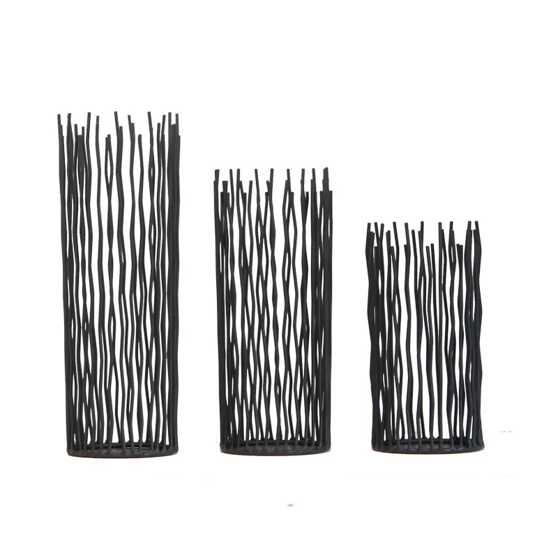 Nordic Style Luxury Abstract Pen Container Iron Cylinder Candle Holder Lantern Home Desktop Decoration Wedding Party Ornaments