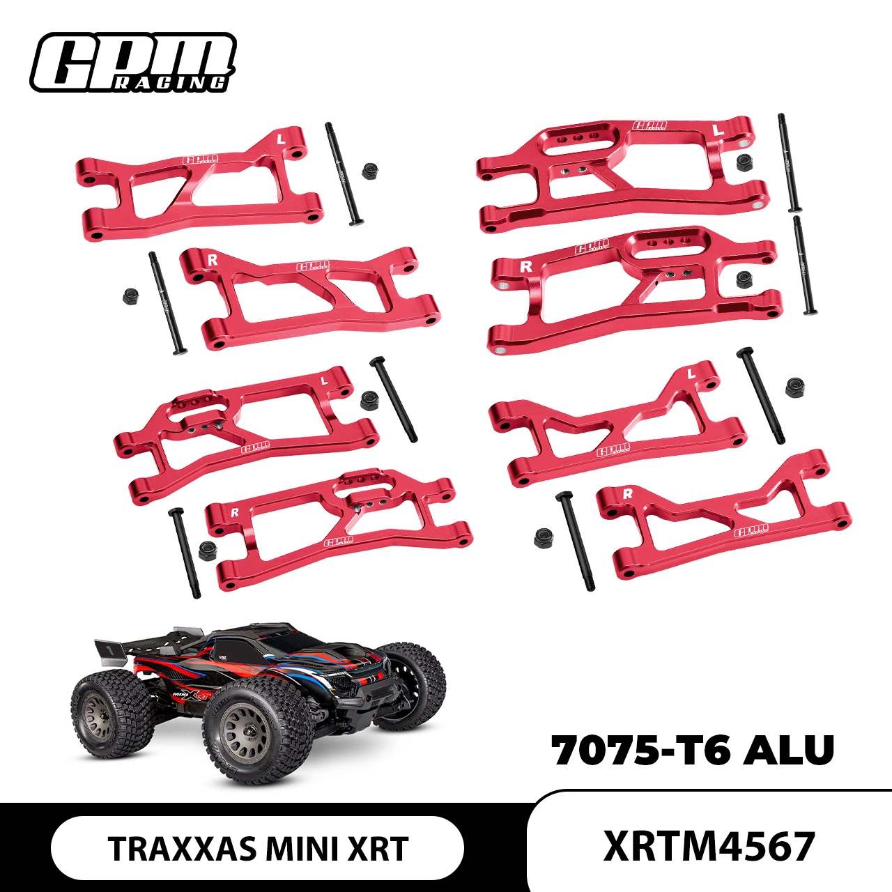 

GPM 7075 Alloy Front + Rear (Upper & Lower) Suspension Arms For TRAXXAS MINI XRT VXL 3S