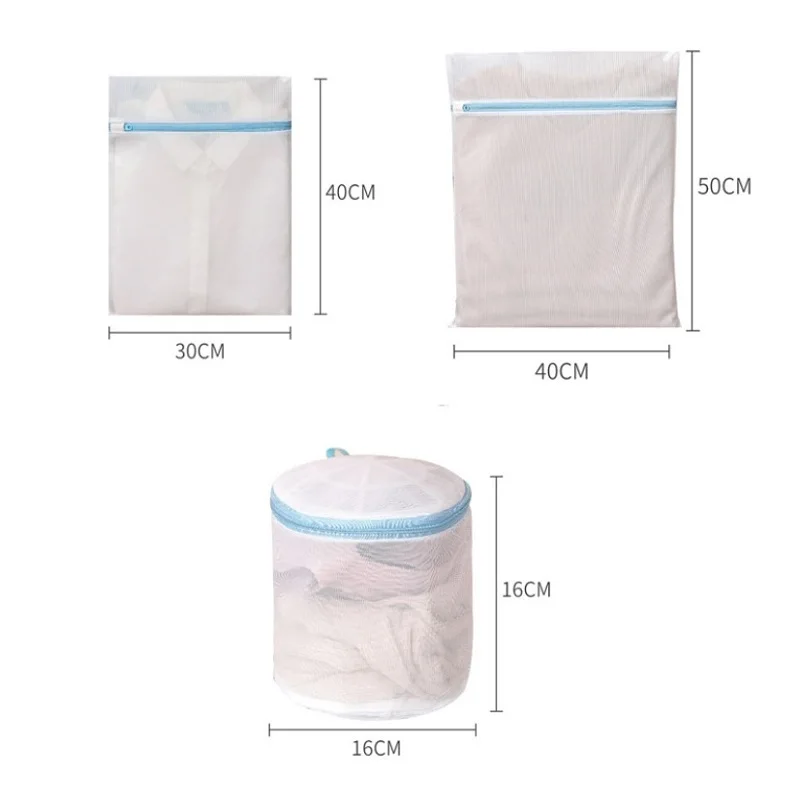 3pcs/set Zippered Mesh Laundry Bag Polyester Laundry Wash Bags Coarse Net Laundry Basket  for Washing Machines Mesh Bra Bag