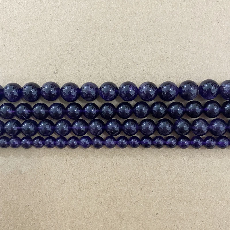 AAAA Quality Natural Stone Purple Amethyst Crystals Round Loose Beads 15\