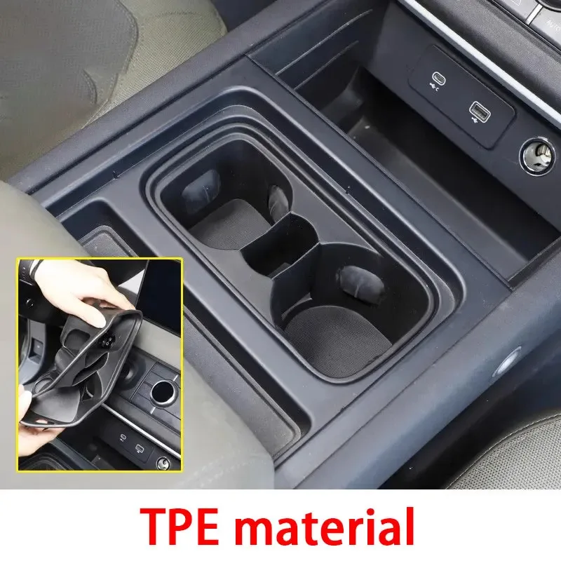 For Land Rover Defender L663 90 110 130 2020-2025 TPE Black Car Center Console Water Cup Holder Storage Box Interior Accessories