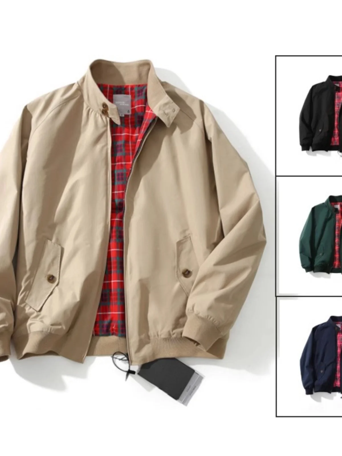 Ropa de trabajo americana Retro Hardman Flight Jaet Harrington primavera otoño Color puro versátil cuello levantado abrigo de hombre a prueba de camisetas