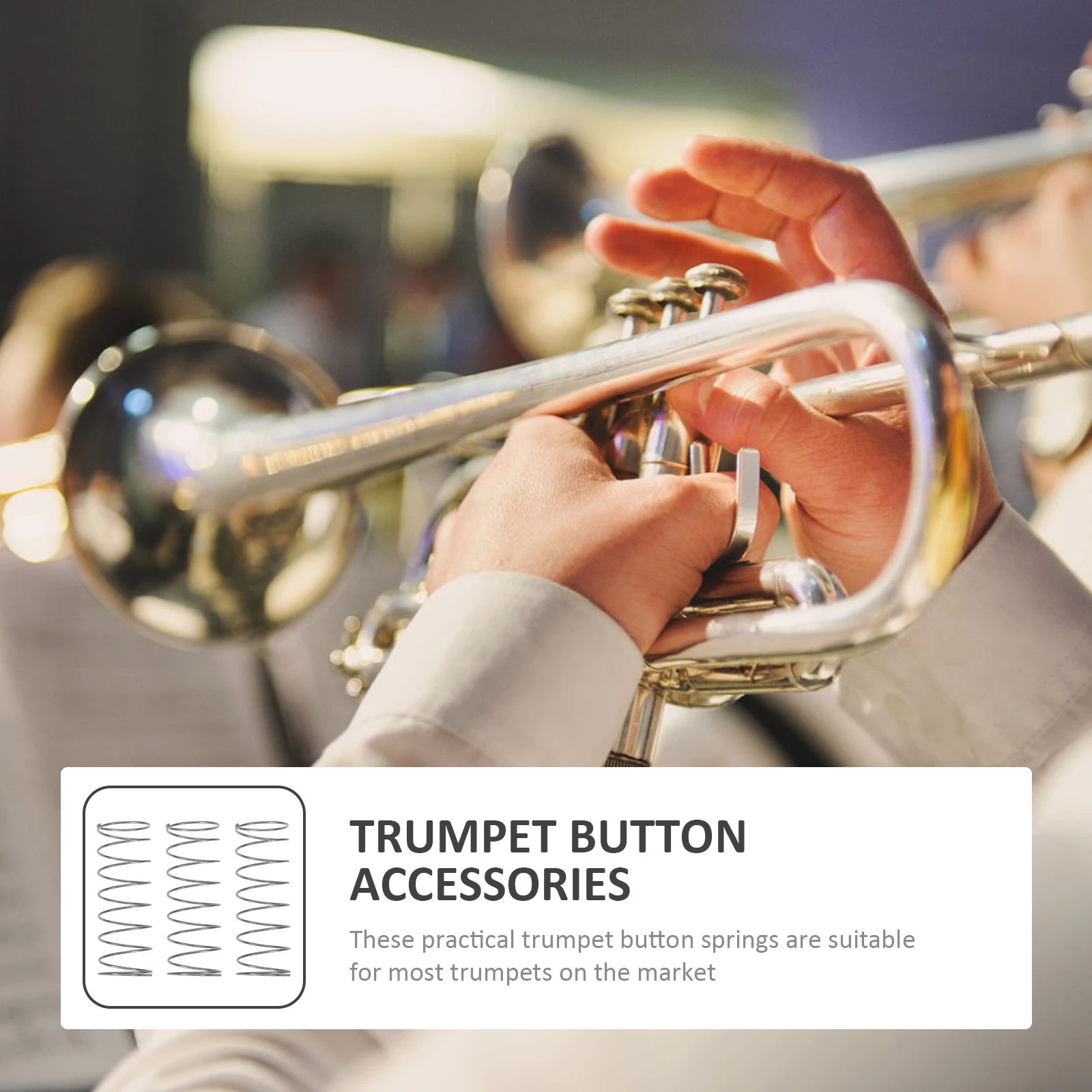 

3Pcs Trumpet Button Springs Replacement Low Brass Horn Spring Set Wear Resistant Stainless Steel for Trumpet Maintenance Repair