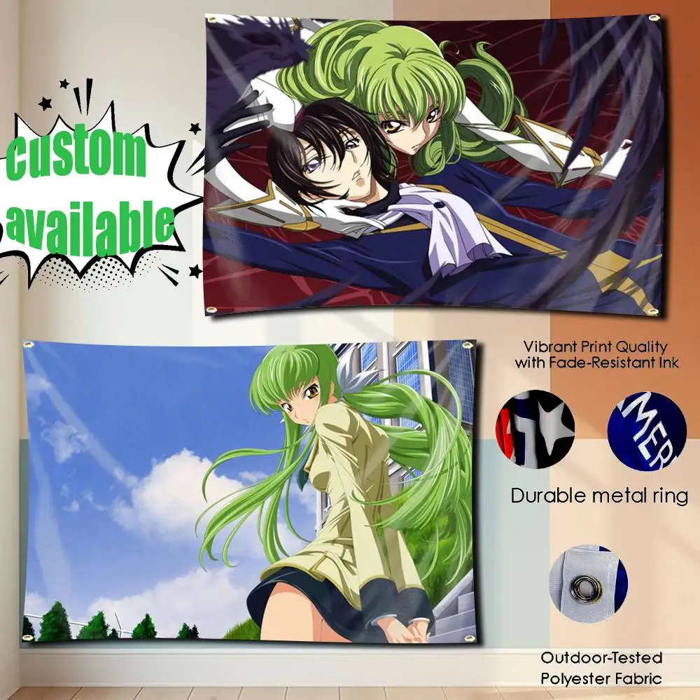 Lelouch L-Lamperouge Anime Code G-Geass Flag Tapestry Banner for Bedroom Living Room Outdoor Camping Custom Supported