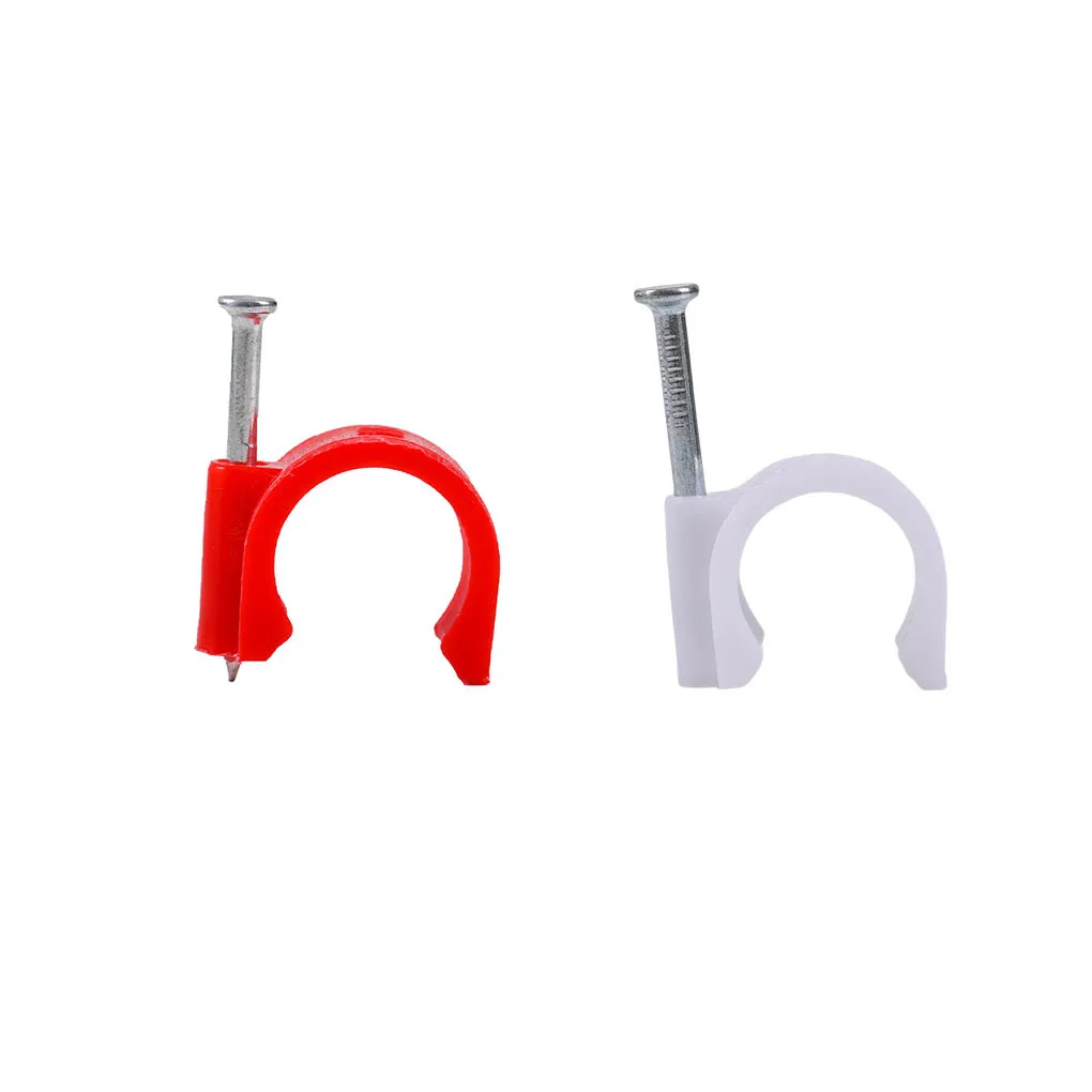 50X Cable Clip Rope Nail Wire Fixer Household Accessories Multiple Sizes Multicolored Tidy Convenience Wall Clips Red 16MM