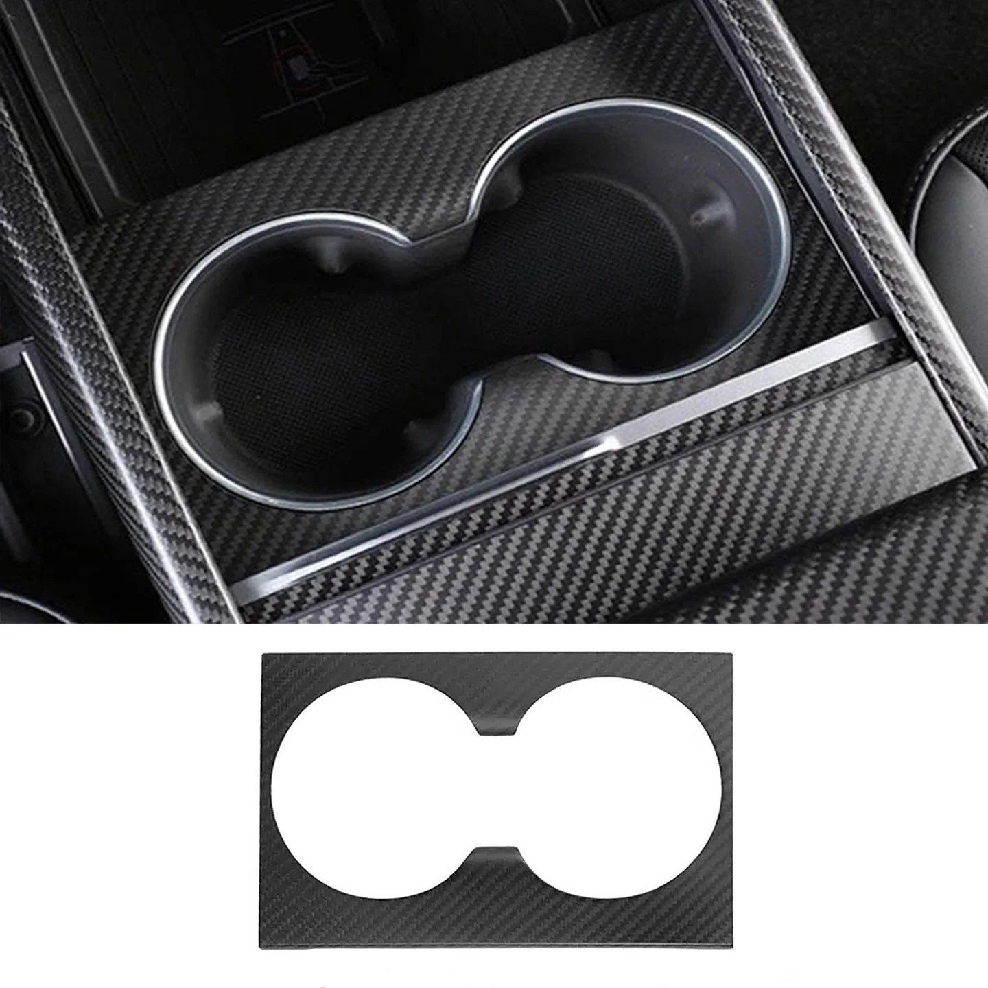 

For Tesla Model 3 Highland 2024 High Quality Extra Light Carbon Fiber Car Interior Center Console Front Cup Holder Frame Cover