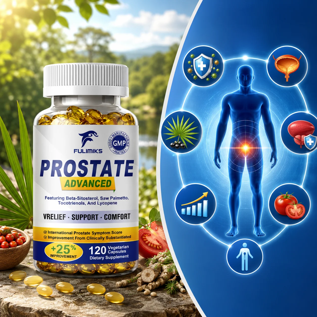 

Men's Saw Palmetto Supplement, with Pumpkin Oil, Selenium, Support Prostate And Urinary Health