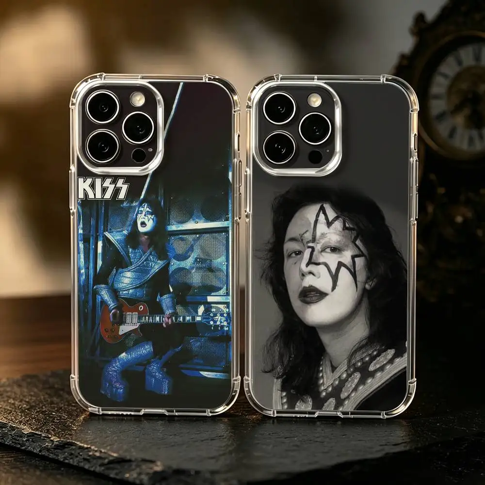 A-Ace F-Frehley KISS Rock Band Phone Case For iPhone17,16,15,14,13,12,11 Plus,Pro Max Soft Transparent Cover