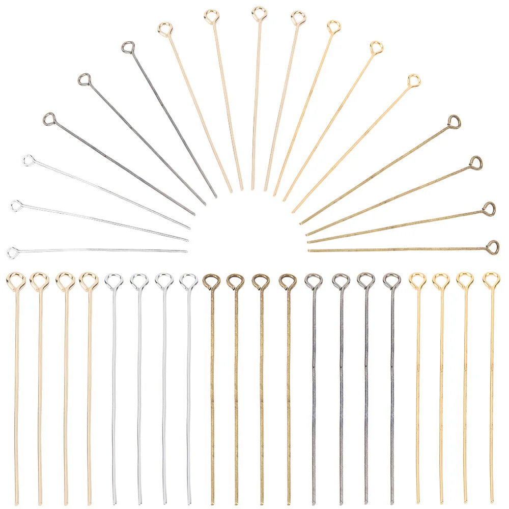 

600Pcs 6 Color Brass Eye Pins DIY Craft Making Supplies Mixed Color 50x3.5x0.8mm Hole: 2mm 100pcs/color