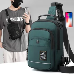 Bolso de hombro pequeño con carga Usb para hombre, bolsa de mensajero masculina, impermeable, bandolera de pecho, mochila de viaje para niño