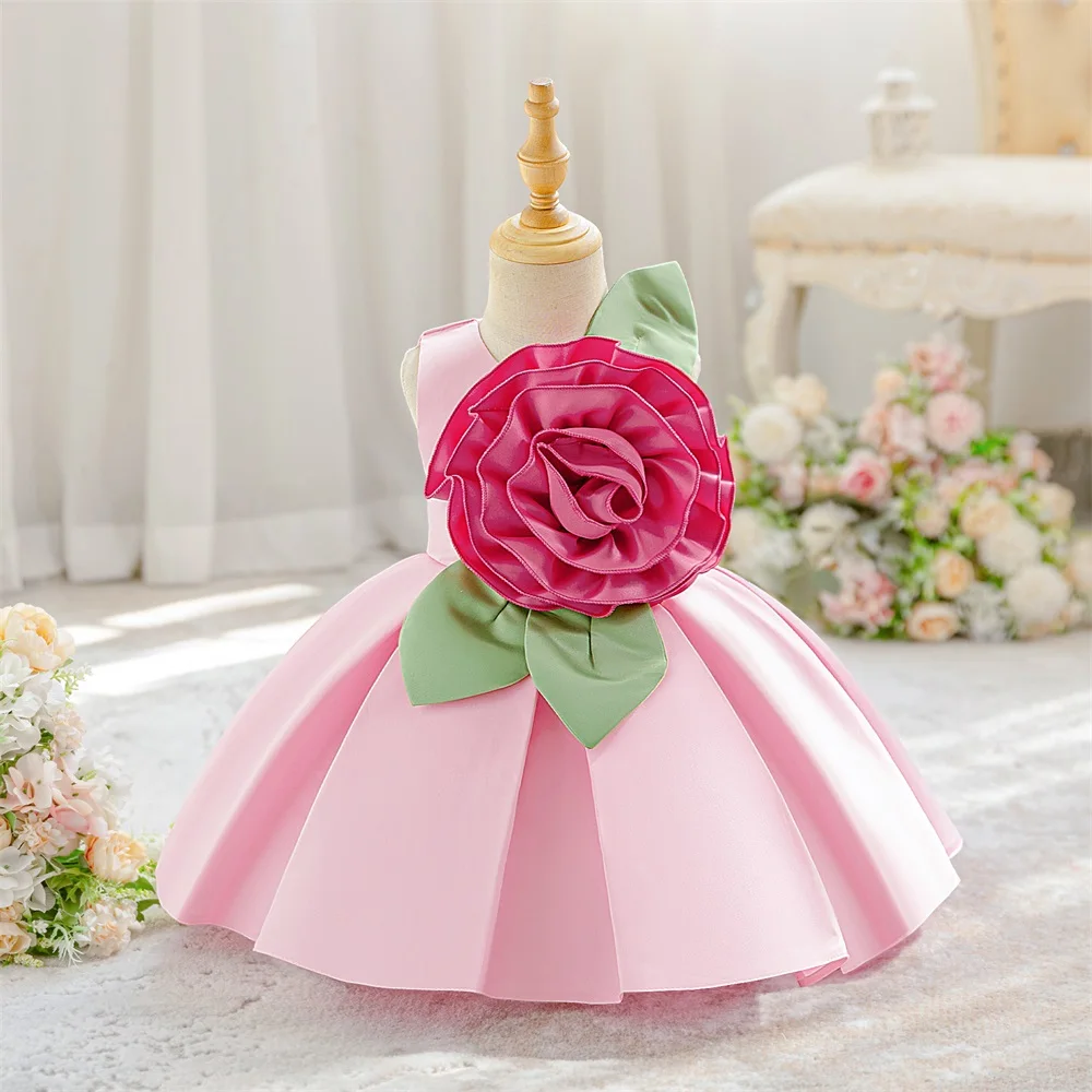 

Toddler Floral Ball Gown Party Baby Girl Dress Elegant Baptism Birthday Wedding Princess Dresses Bridesmaid Prom Costume