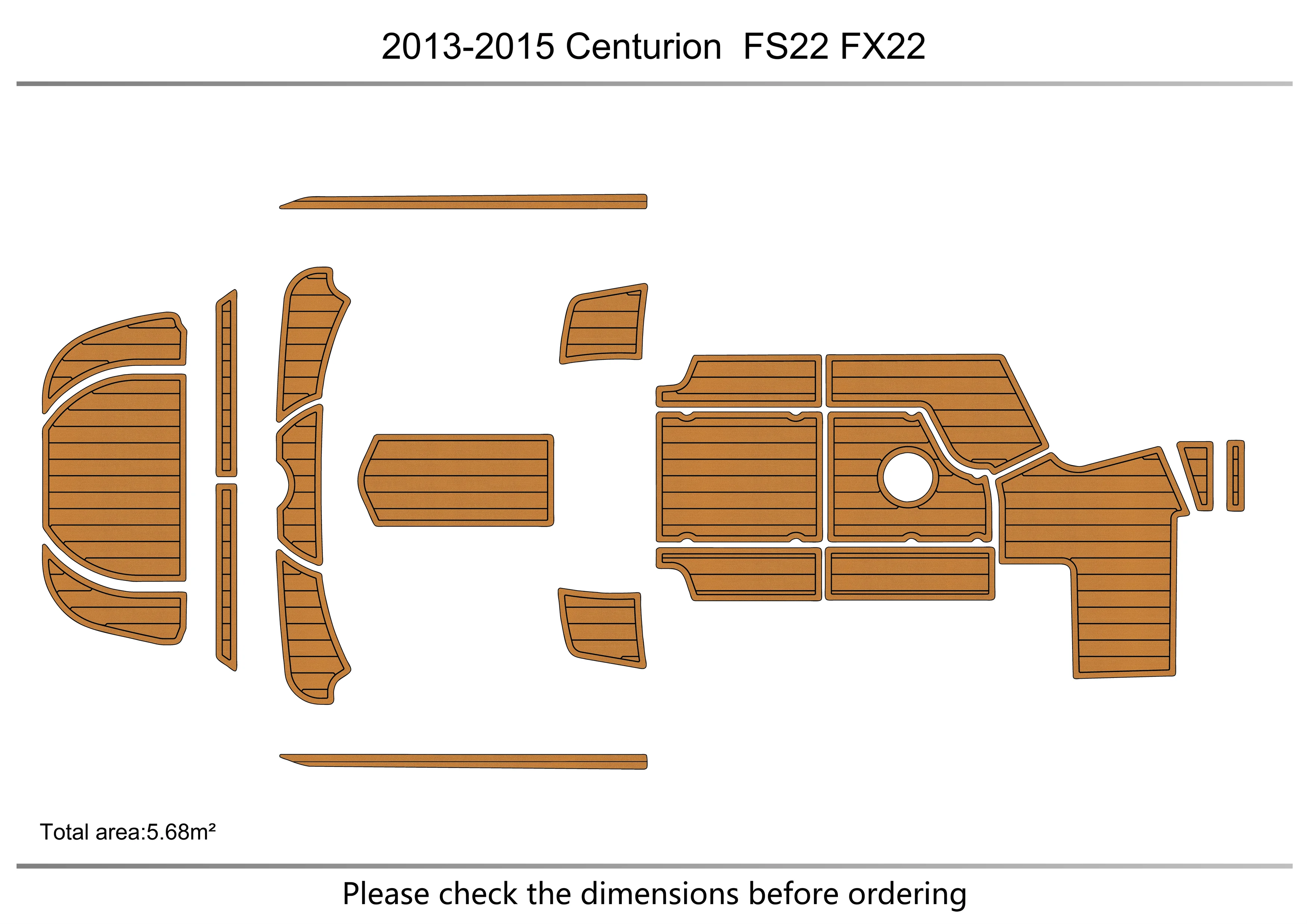 Eva foam Fuax teak seadek marine floor For 2013-2015 Centurion FS22 FX22 Cockpit Swim platform 1/4