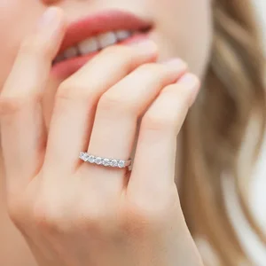 Anel completo de moissanite NeeTim para mulheres, prata esterlina S925 com diamante banhado a ouro branco, anéis de noiva para casamento, joias finas 12 principais vendas branco diamante - №8