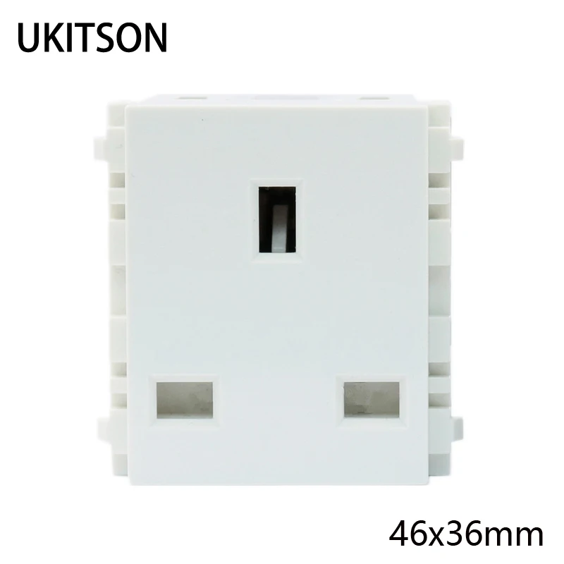 UK Electric Plug Charging Type G Socket Module 46x32mm GB Power 13A 250V Outlet In White For United Kingdom SG HK Mains Adapter