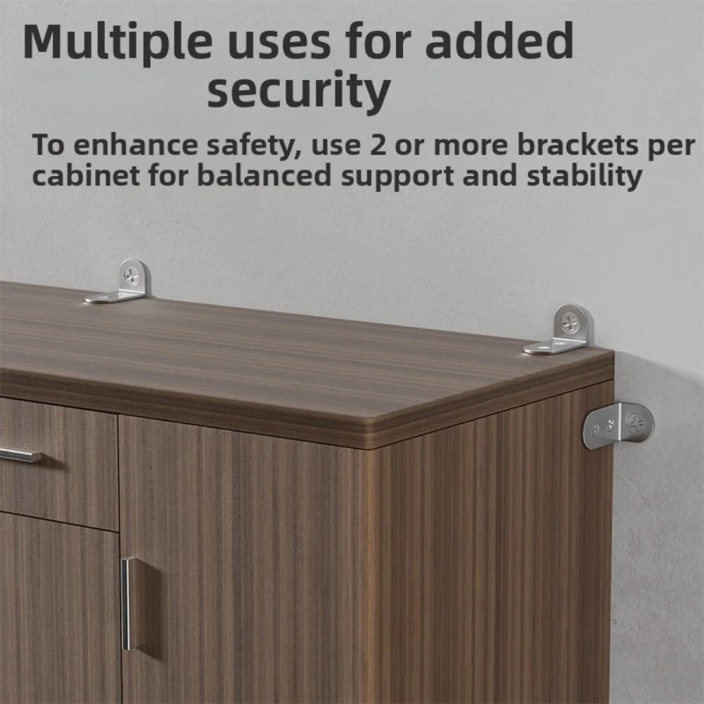 6 Set Anti Tipping Connectors for Furniture with Steel Cables and Iron Brackets for Securing Cabinets Dressers and TV Cabinets