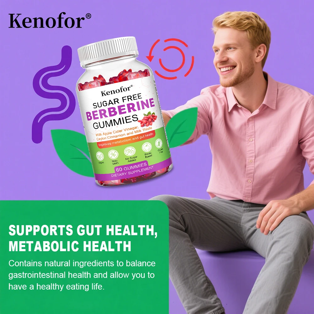 Berberine Gummies with Apple Cider Vinegar, Ceylon Cinnamon and Milk Thistle - Metabolism and Gut Health, Sugar Free