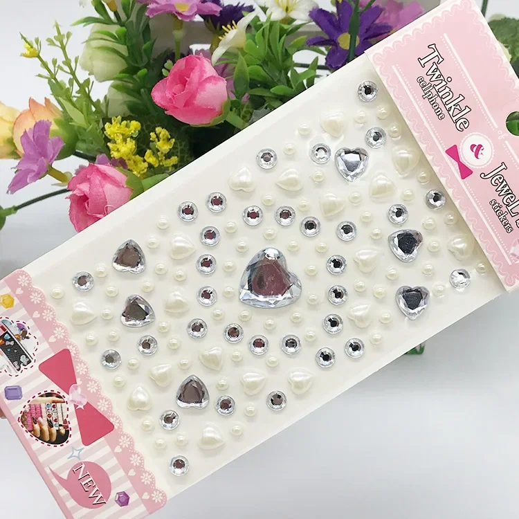 3D Diamond Gezicht Strass Sticker Party Body Make Scrapbooking Sticker Wenkbrauw Juwelen Bloem Hart Craft Gems Decoratie