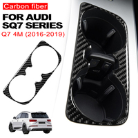 Car Center Control Water Cup Holder Frame Cover Trim For Audi Q7 4M 2016-19 SQ7 Carbon Fiber Sticker Auto Accessories