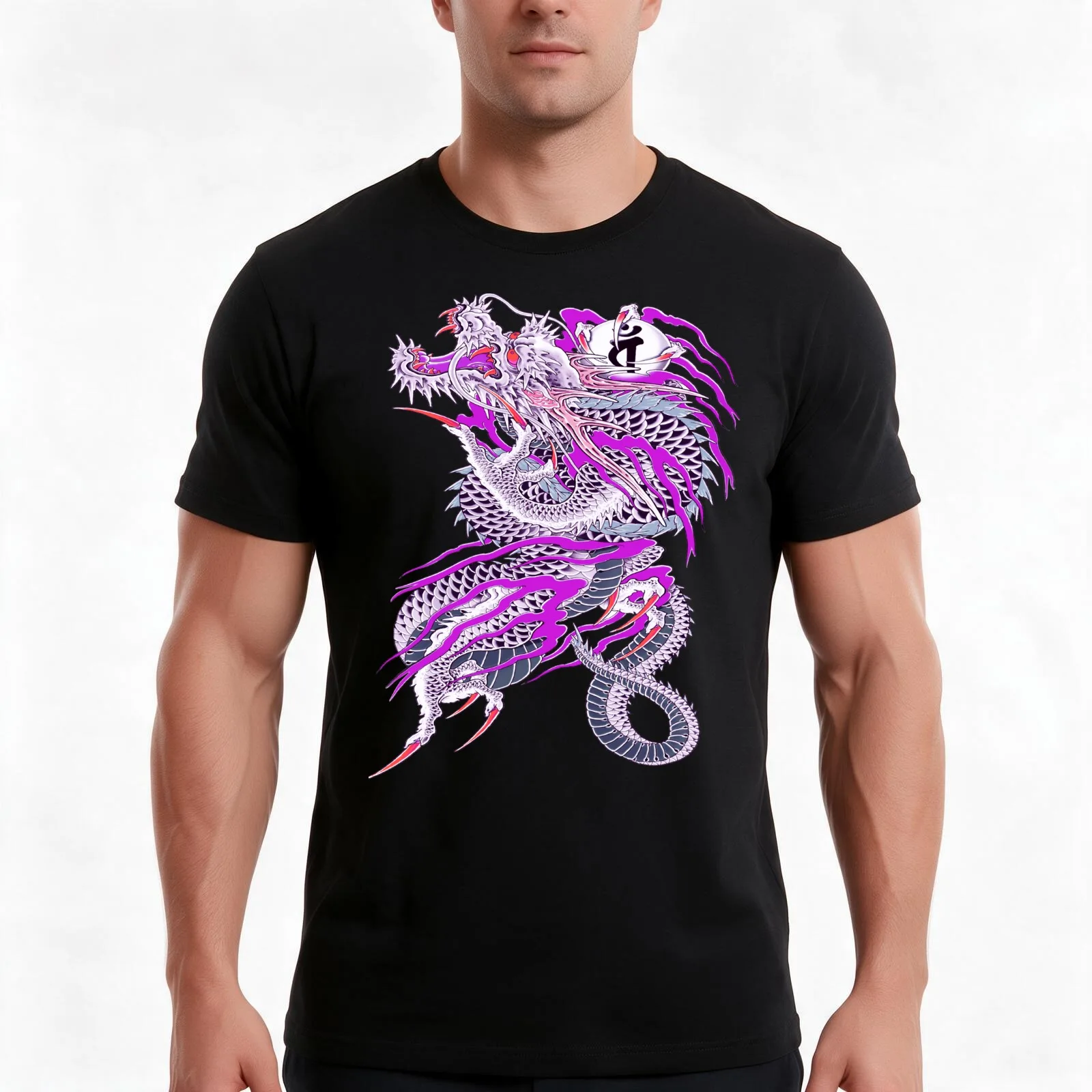 Dragon of Dojima T-Shirt Summer Casual Cotton Tee Oversized Streetwear Tops Vintage Graphic Print Loose Fit Short Sleeve