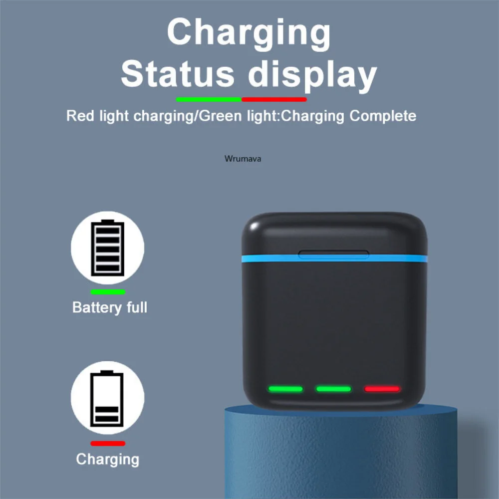 Battery Charger for GoPro Hero 12 11 10 9 / 8 7 6 5 Black Storage Box 3-Channel with Display Charging Cable Go Pro Accessories