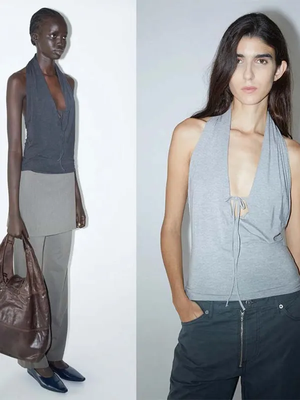 

Весна 2025: Женский укороченный топ-жилет с V-образным вырезом и завязками на шее, приятный к телу, мягкий, в островном стиле, модный