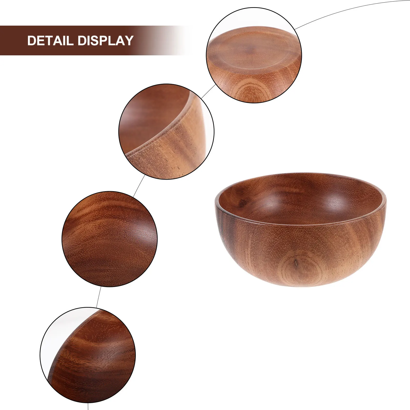 

Wooden Salad Bowl Natural Material Lightweight Wear-Resistant Smooth Edges Fruit Rice Noodle Serving Bowl Wooden Bowls for Salad